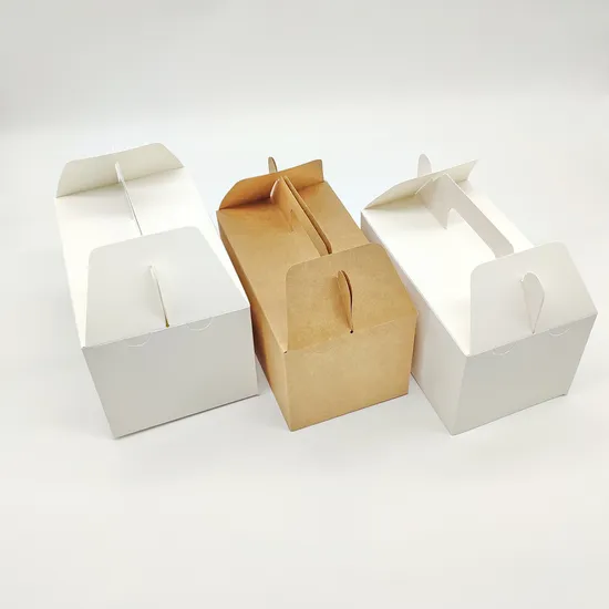 Cheap Customized Printed Logo Food Grade Paper Doughnut Wholesale Custom Size Disposable Bakery Packaging Donuts Macaron Cake Packing Box with Portable Handle