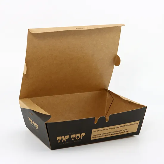 Customized Logo Food Grade Takeaway Sushi Fried Chicken Chips Burger Container Eco-Friendly Disposable Cardboard Kraft Paper Food Box