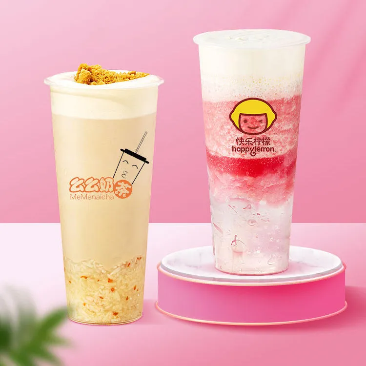 Wholesale Food Grade Eco-Friendly Disposable Custom Juice Plastic Storage Packaging Milk Tea Juice Cold Hot Drink Kraft White Card Single Double Paper Cup