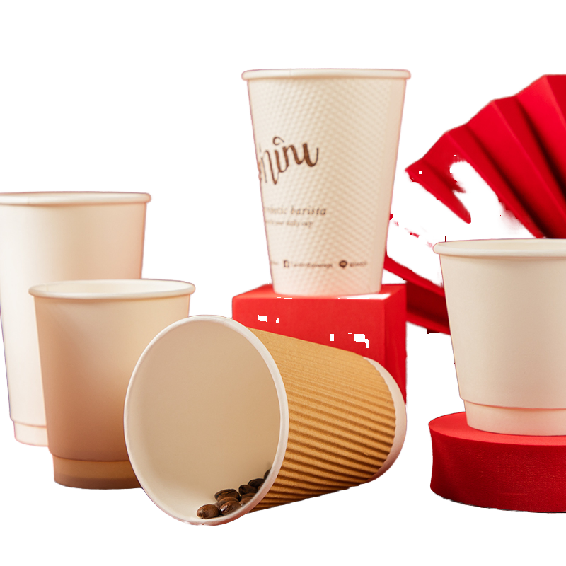 Wholesale Food Grade Eco-Friendly Disposable Custom Juice Storage Packaging Milk Tea Juice Clear Plastic Cold Hot Drink Single Double Wall Corrugated Paper Cup
