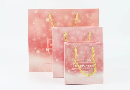 Factory Wholesale Custom Printing Luxury Personalized Degradable Recyclable Shopping Gift Cosmetic Food Packaging Kraft White Card Paper Bag with Handle