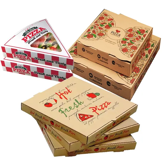 China Factory Wholesale Customized Printing Logo High-Quality All Size Color Kraft Paper Corrugated Food Grade Degradable Takeaway Meal Packaging Pizza Box