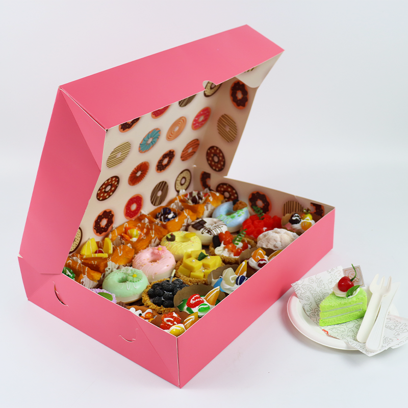 Factory Cheap Customized Printed Logo Size Food Grade Paper Takeaway Doughnut Wholesale Disposable Luxury Bakery Packaging Delivery Macaron Cake Card Box