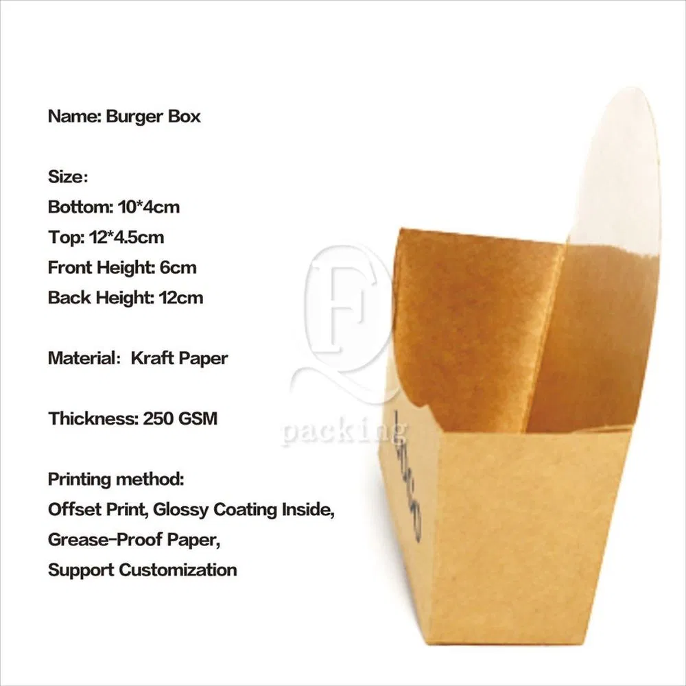 Factory Wholesale Customized Print Food Grade Disposable Paper Cone Shape Fried Chips Chicken Stick Snacks Takeaway Fast Food Packaging Burger Paper Bag