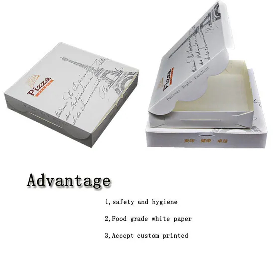 China Factory Wholesale Customized Printing High-Quality All Size Color Kraft Paper Corrugated Food Grade Degradable Packaging Pizza Box with Logo