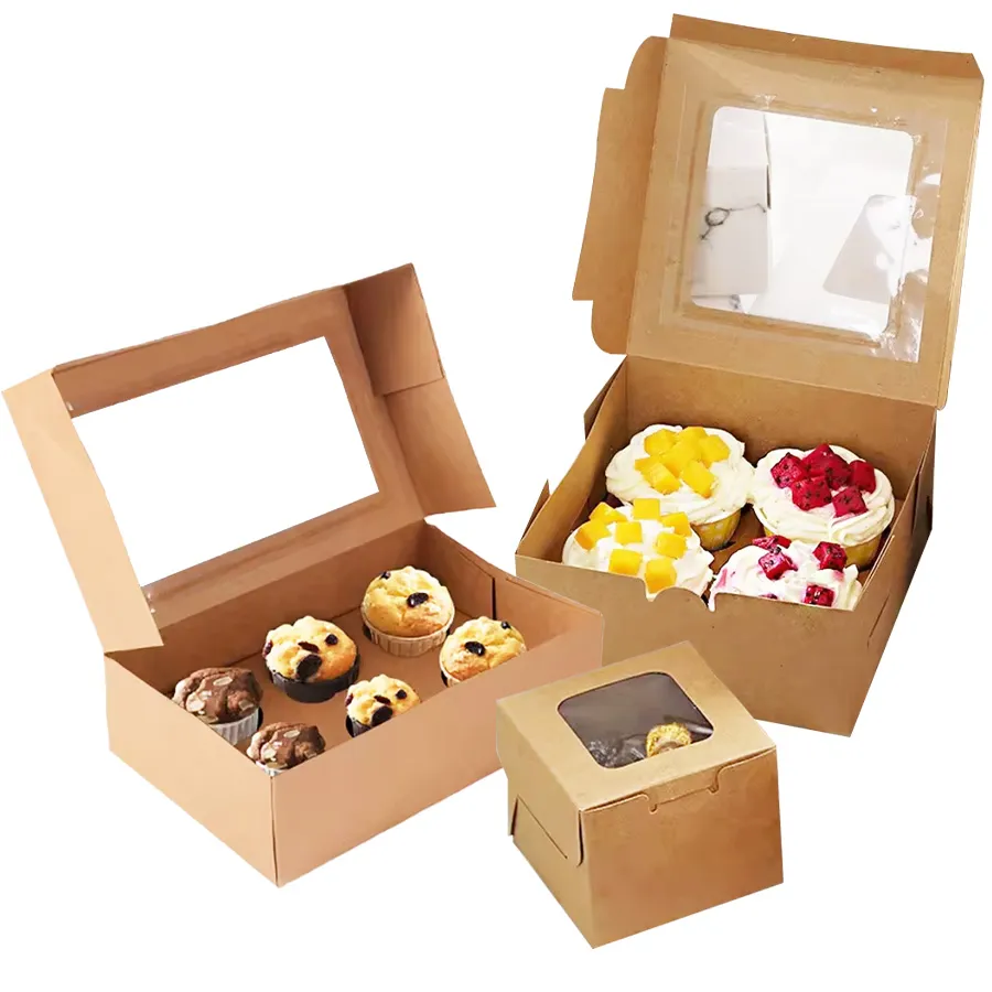 Custom Biodegradable Cake Packaging Paper Box with Handle Cake Box