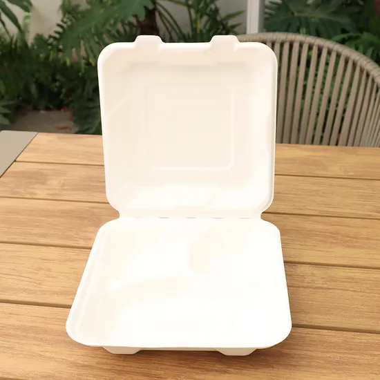 Biodegradable Sugarcane Bagasse Microwaveable Clamshell Hamburger Box