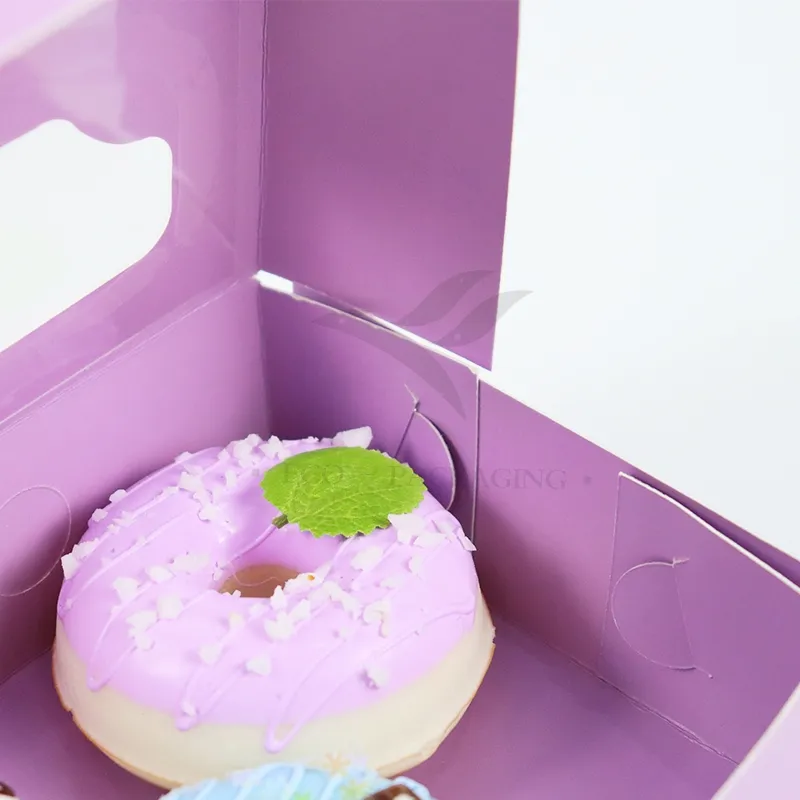Factory Direct Sale Cheap Personalized Luxury Transparent Window Customized Printed Food Grade Disposable Packaging Macaron Cake Doughnut Sweet Cardboard Box