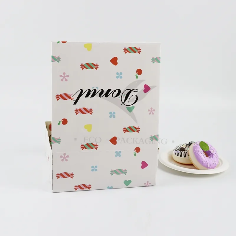 Factory Wholesale Affordable Personalized Luxury Customized Printed Logo Size Food Grade Disposable Bakery Packaging Macaron Cake Doughnut Cardboard Paper Box