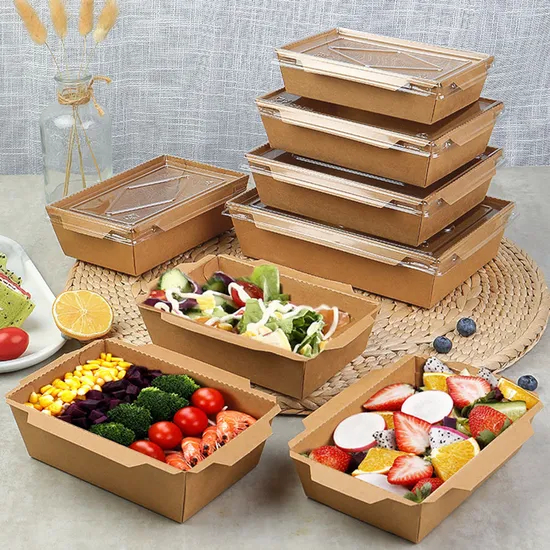 Wholesale Cheap High Quality Custom Logo Box for Packiging Practical Disposable Salad Kraft Box