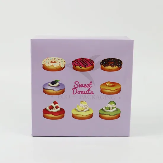 Factory Direct Sale Wholesale Personalized Luxury Customized Printed Logo Size Food Grade Disposable Packaging Macaron Cake Doughnut Sweet Cardboard Box