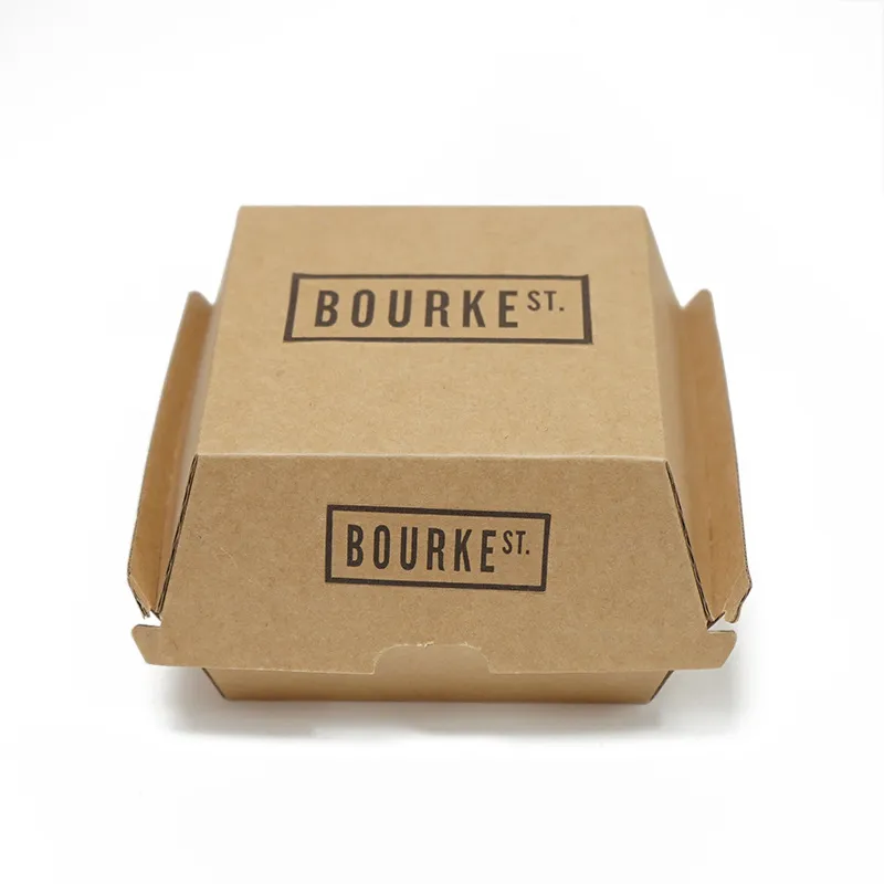 Eco-Friendly Disposable Take out Boxes Kraft Paper Food Containers Hamburger Packing Box