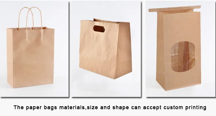 Custom Logo Recyclable Eco-Friendly Paper Food Handle Bags Take Away Paper Bags