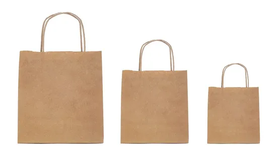 Custom Printed Biodegradable Gift Shopping Bags with Handle, Packaging Brown Kraft Paper Bag