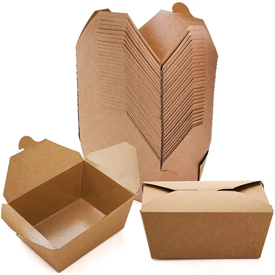 Custom Printed Logo Lunch Salad Disposable Takeaway Food Container Packaging Kraft Paper Boxes