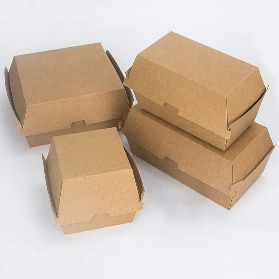 New Design Biodegradable Paper Box for Burger Kraft Paper Burger Box Personalized Burger Box
