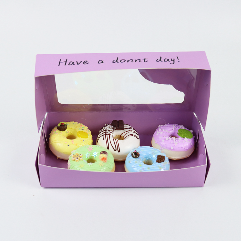 Wholesale Cake Biscuit Cookie Donut Box Packaging with Logo Biodegradable Folding Paper Cardboard Packing with Window