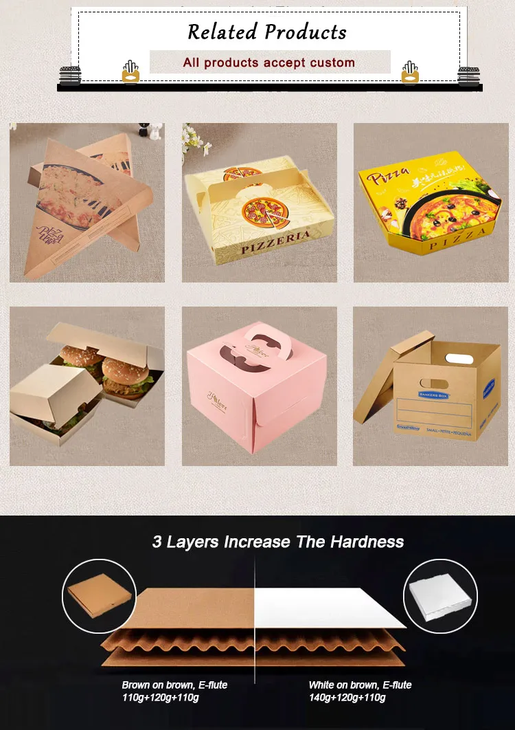 Custom Cheap Pizza Boxes Kraft Paper Pizza Packaging Box Pizza Slice Box Delivery Box