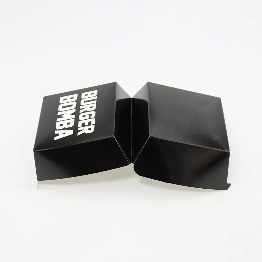 Custom Size Print Durable Food-Safe Paper Burger Packaging Boxes Recyclable Hamburger Container Box