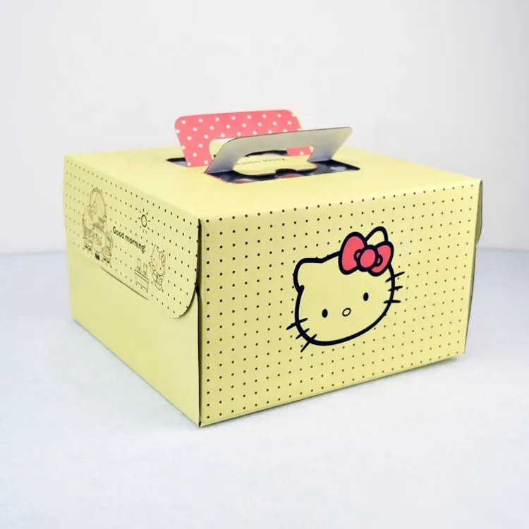 Customized Paper Cake Box with Handles Folding Cake Carrier Box with Window Bakery Boxes