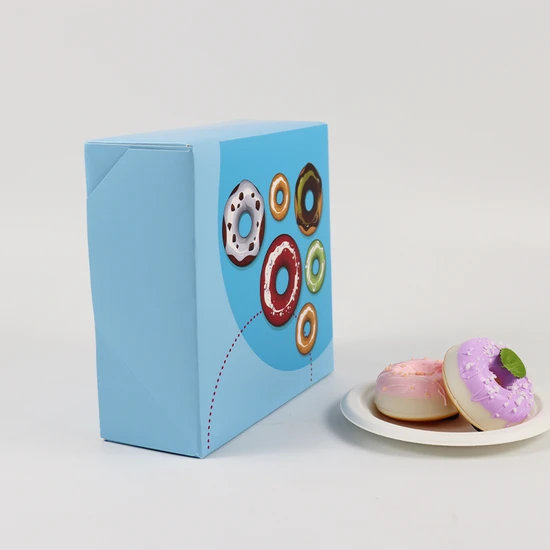 Custom Donut Dessert Paper Box White Cardboard Puff Packaging Box Bakery Sushi Cake Mochi Paper Packing Boxes