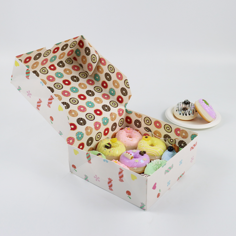 Custom Donut Dessert Paper Box White Cardboard Puff Packaging Box Bakery Sushi Cake Mochi Paper Packing Boxes