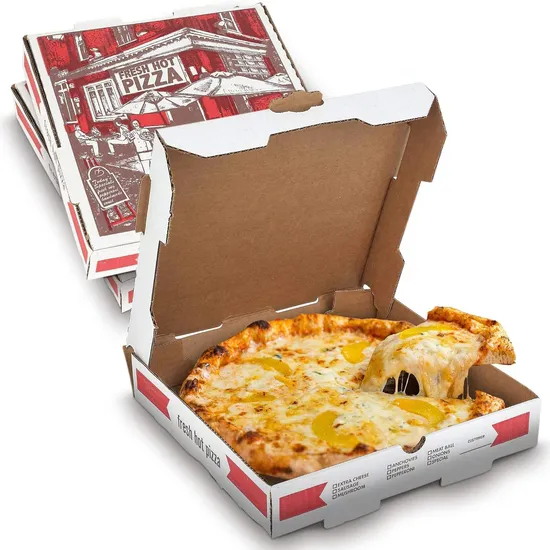 High Quality Recyclable Kraft Paper Pizza Boxes Customizable Cardboard Take-Away Boxes Food Takeout