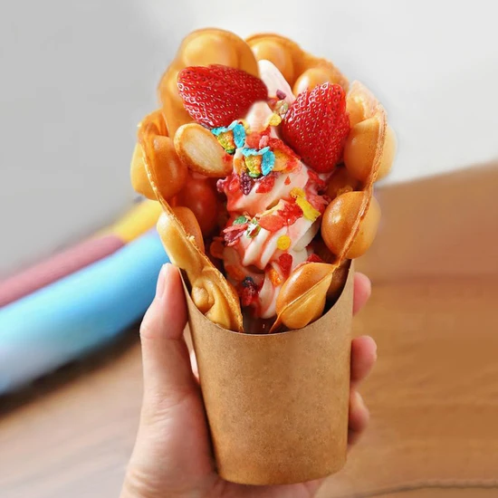 High Quality Ice Cream Cone Box Recyclable Takeaway Packaging Box Waffle Kraft Paper Boxes