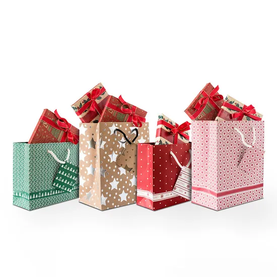 Christmas Bags for Gift Recyclable Kraft Paper Bag Holiday Gift Packaging Bag Manufacturers