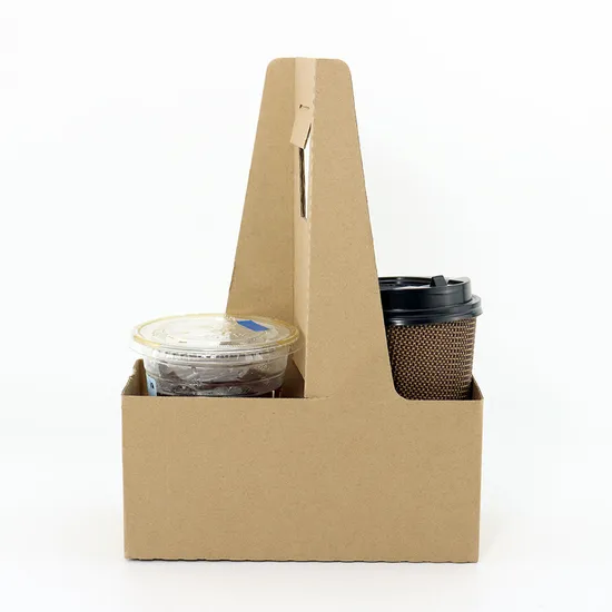 Cup Holder for 2 Cup Kraft Paper Clip Disposable Coffee Drink with Handle Coffee Shop Supplies