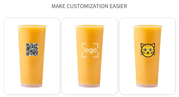 Customized Disposable Transparent Takeaway Juice Cup Transparent Plastic Dessert Cups