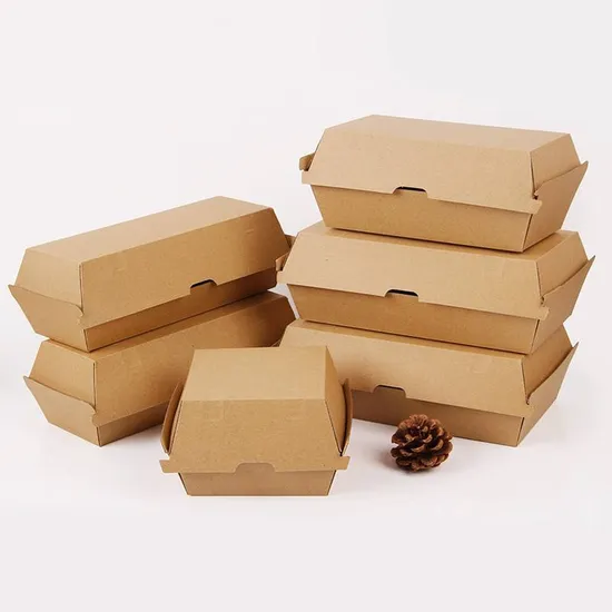 Wholesale Biodegradable Paper Box for Burger Clamshell Burger Box Disposable Custom Kraft Boxes for Burger