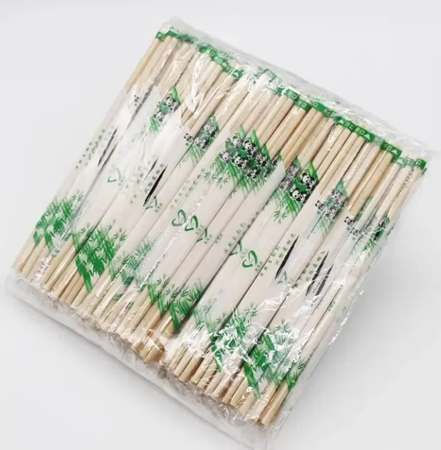 Custom Disposable Eco Friendly Chopsticks Round Bamboo Chopsticks with Paper Bag or Plastic Package