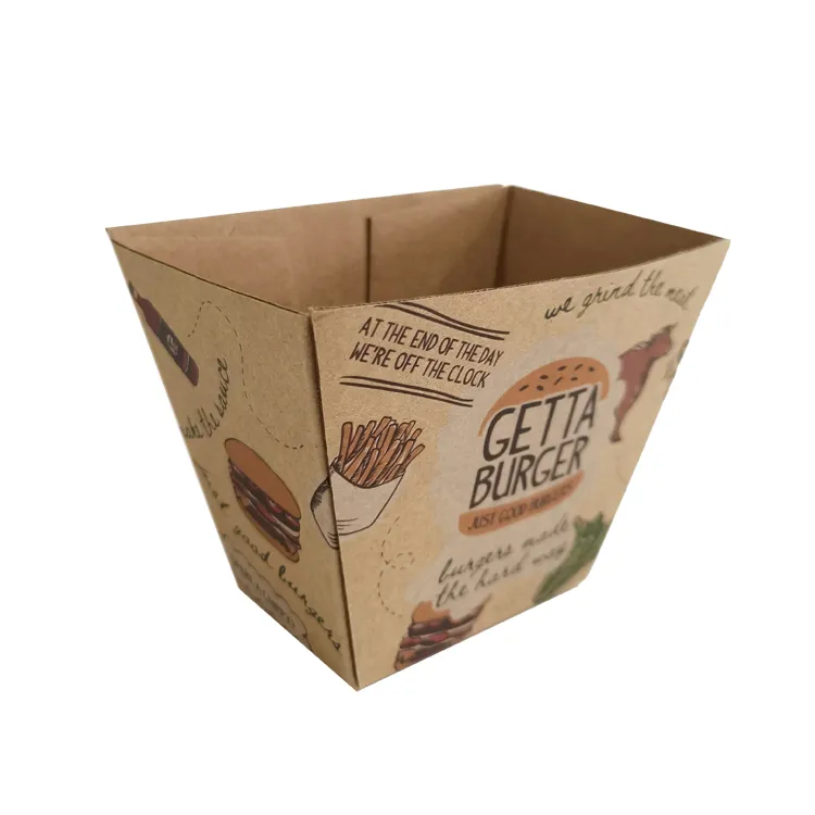 Customized Personalized Logo Brown Natural Color Food Grade Kraft Paper Box for Fried Chicken Fast Takeaway Food