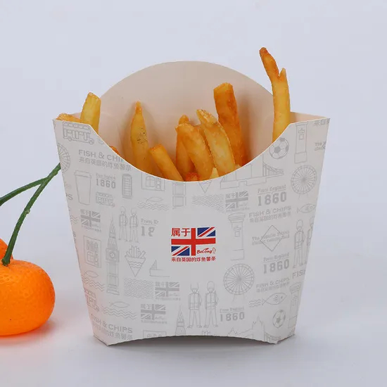 Fast Bucket Containers Take Away Grade Paper Disposable Kraft Food Packaging Frenche Fries Box Chips Cup