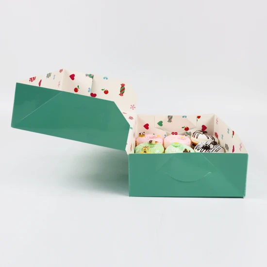 Mochi Donuts Cake Box Packaging Custom Print Party Dessert Donut Folding Flat Cardboard Paper Box