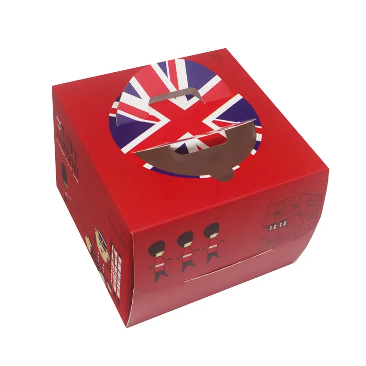High Quality Cheap Color Paper Cake Box Custom Cake Kraft Paper Packaging with Handle