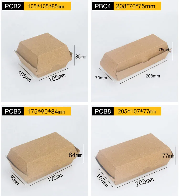 Biodegradable Corrugated Kraft Box Customized Hamburger Paper Box Disposable Cardboard Burger Boxes Greaseproof