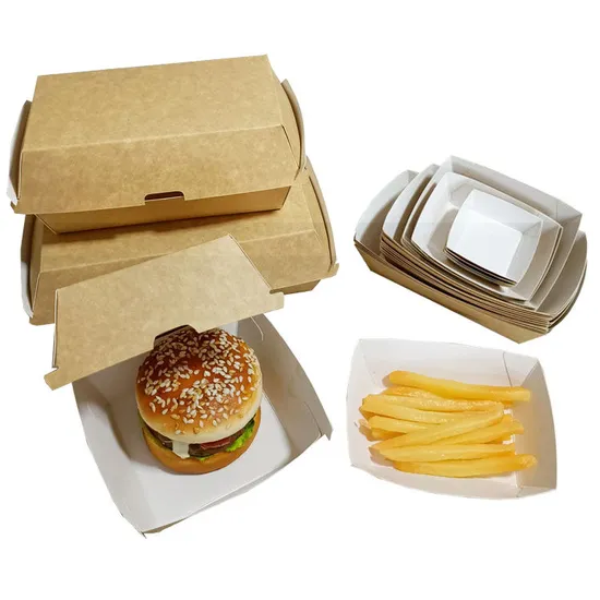 Biodegradable Corrugated Kraft Box Customized Hamburger Paper Box Disposable Cardboard Burger Boxes Greaseproof