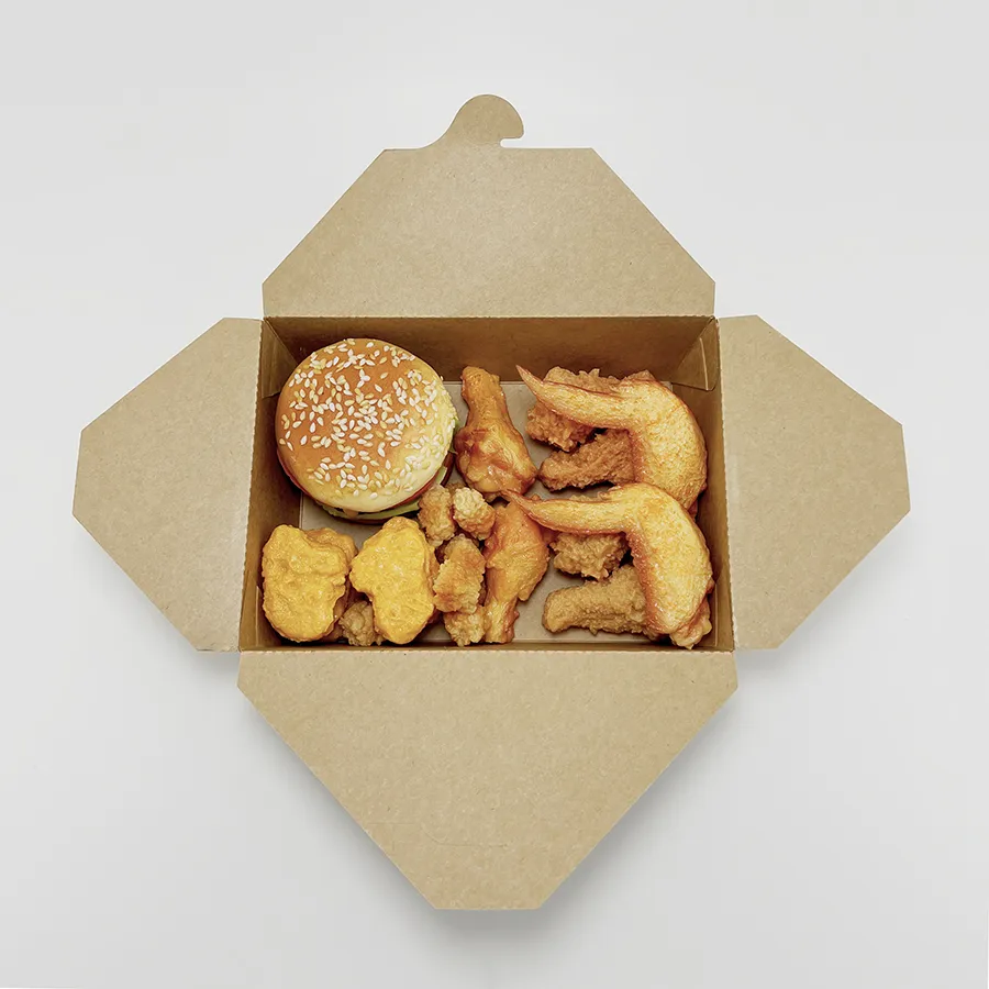 Wholesale Printing Logo Bio-Degradable Fried Chicken Kraft Paper Box Fruit Kraft Paper Box Food Salad Packing Fast Food Take Away