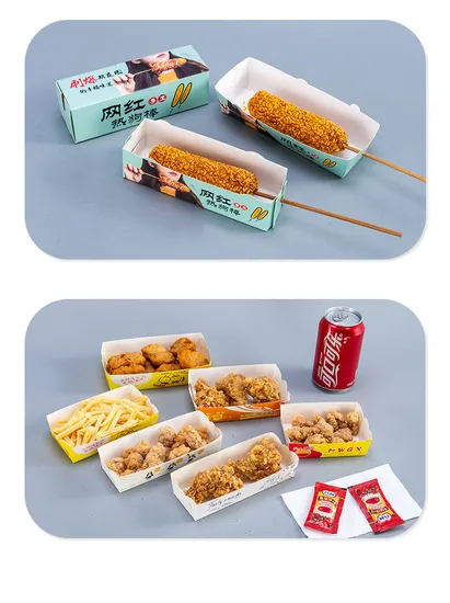 Customized Food Packaging Custom Paper Packaging Fast Food Box Hot Dog Paper Holder