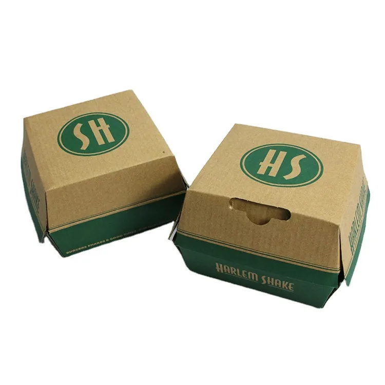 6inch Customized Logo Printing100% Compostable Paper Hamburger Box for Take Away Food