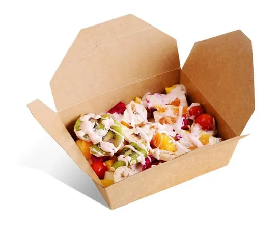 Wholesale Printing Logo Bio-Degradable Fried Chicken Kraft Paper Box Fruit Kraft Paper Box Food Salad Packing Fast Food Take Away