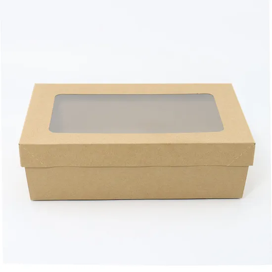 Biodegradable Packing Cake Food Gift Brown Cardboard Paper Box with Custom Logo