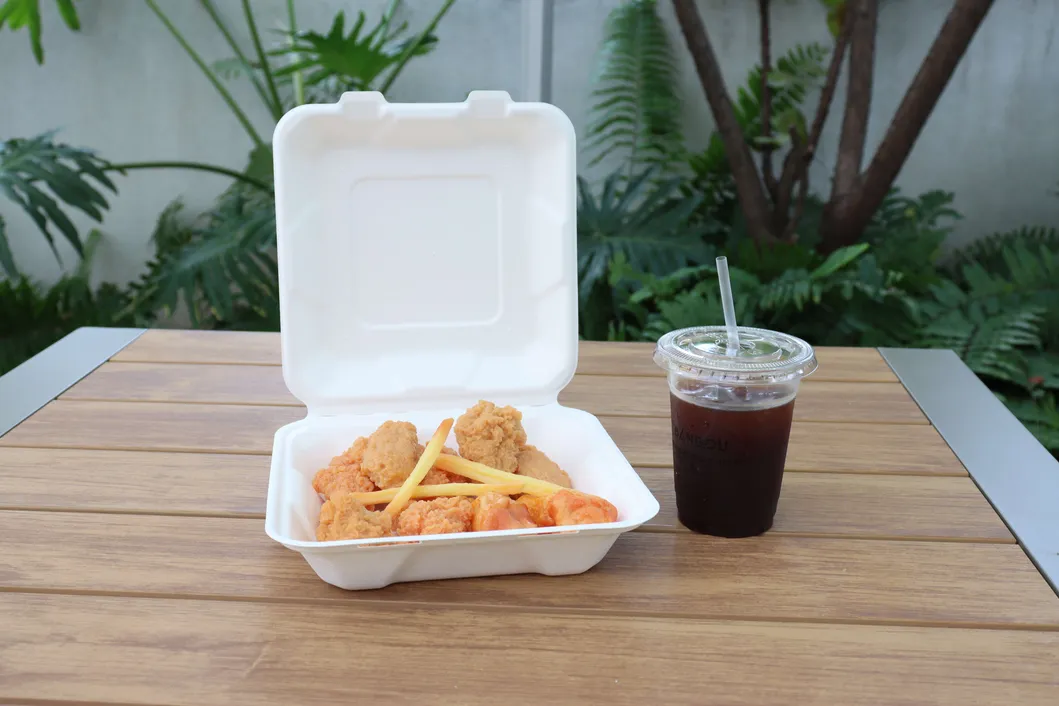 High Quality Bagasses Box Customized Disposable Food Packaging Lunch Box Takeaway Delivery