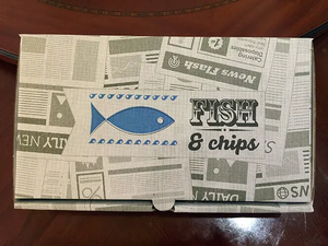 Factory Wholesale Disposable Custom Printing Logo Fish and Chips Takeaway Food Grade Materials Disposable Fish and Chips Storage Packaging Paper Box