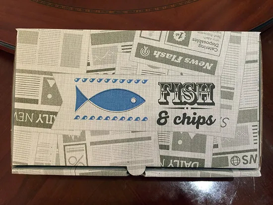 Factory Wholesale Disposable Custom Printing Logo Fish and Chips Takeaway Food Grade Materials Disposable Fish and Chips Storage Packaging Paper Box