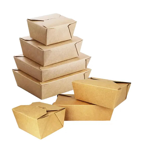 Kraft Paper Take out Containers Lunch Meal Food Box Disposable Storage to Go Packaging for Restaurant and Catering