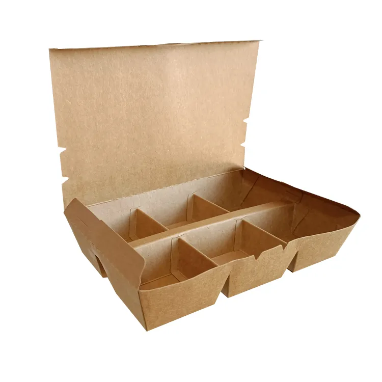 Factory Wholesale Multi-Compartment Disposable Party Kraft Paper Salad Fast Food Lunch Box