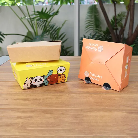 Disposable Biodegradable Fast Food Paper Box Internal Lamination Fried Chicken Box